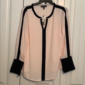 Creme de Peche & Black Blouse